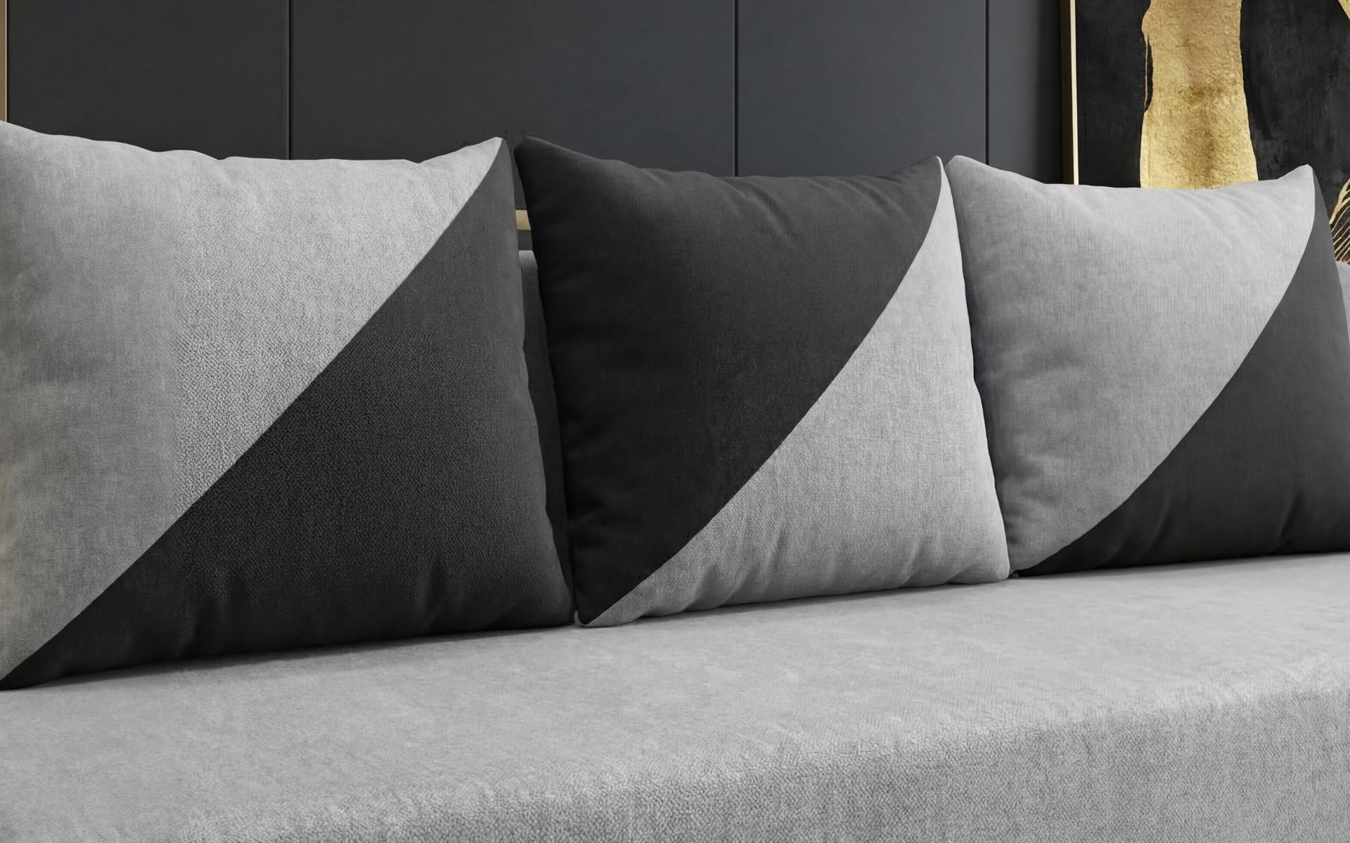 Extendable sofa Marty, light grey + black  6